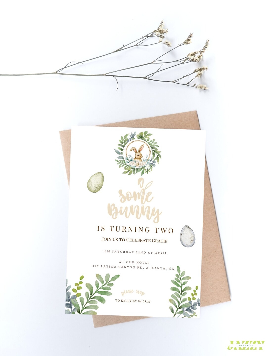 Bunny INVITATION Template Invitation Download Invitation Printing 