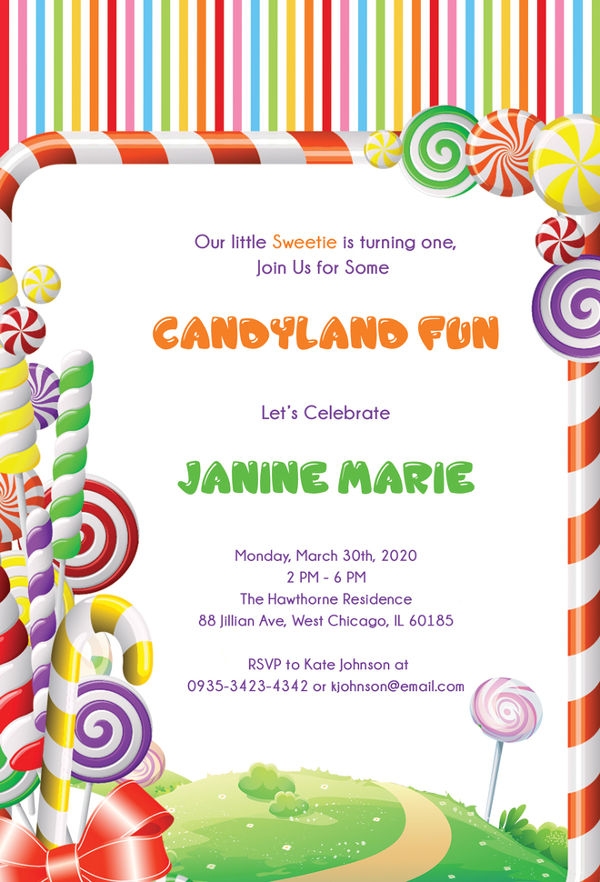 Candyland Invitation Free Template