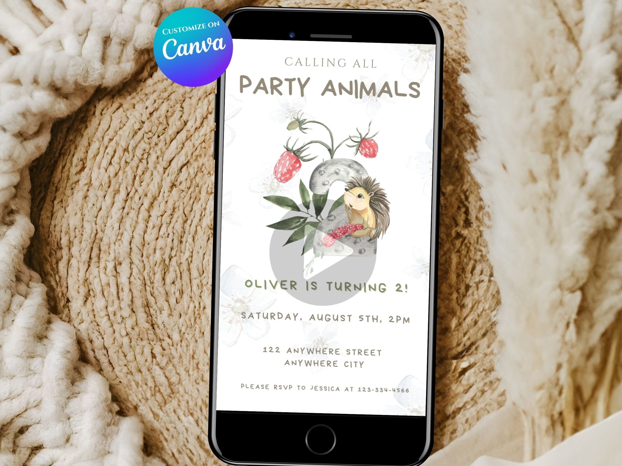 Canva Template Printable Evite Instant Download Birthday Digital Evite 