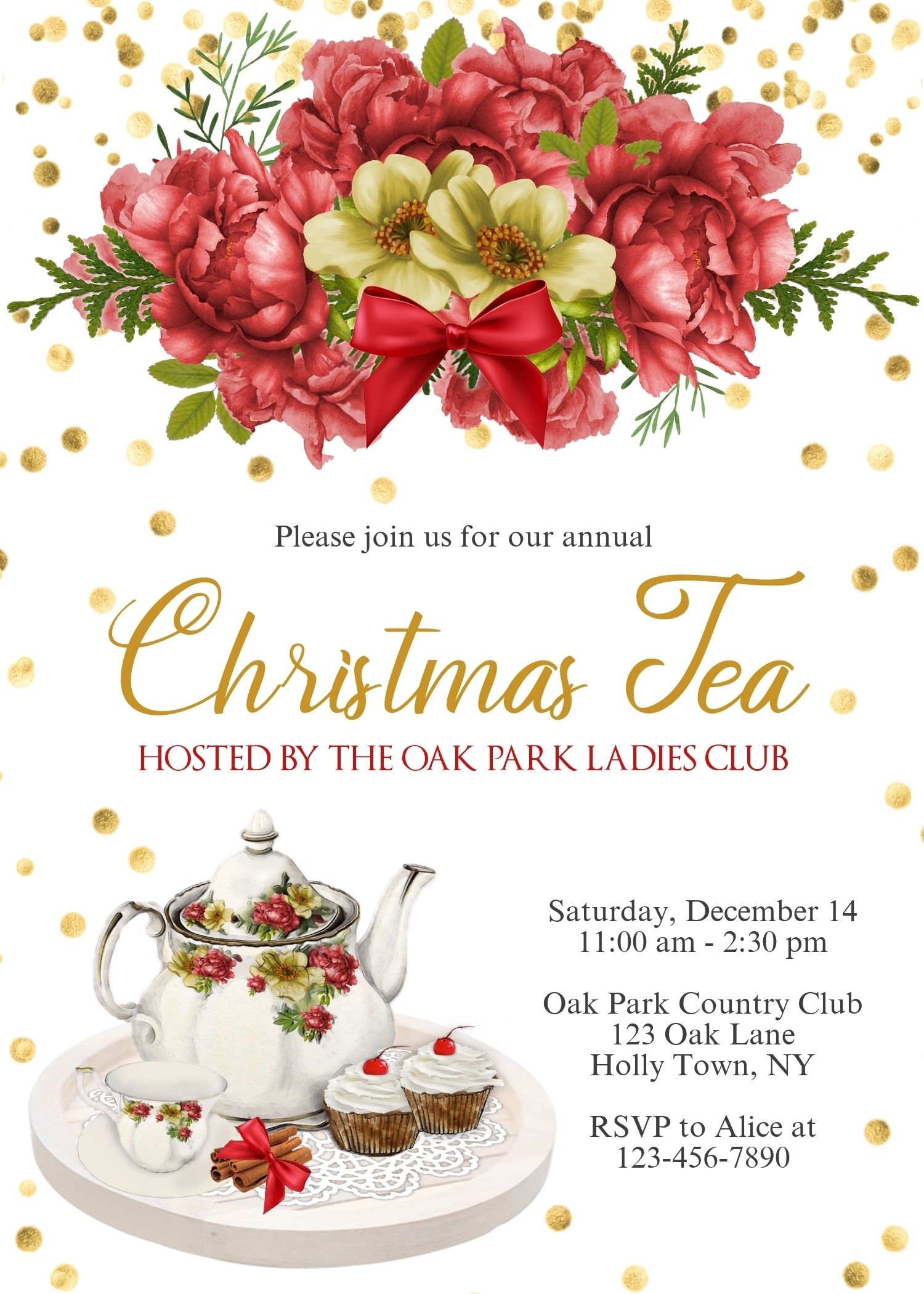 Christmas Tea Party Invitation Holiday Tea Party Invitation Tea Party