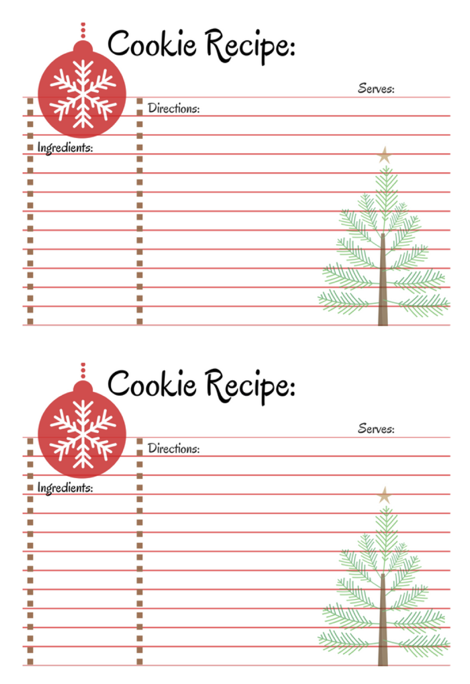 Cookie Exchange Recipe Card Template Sarseh
