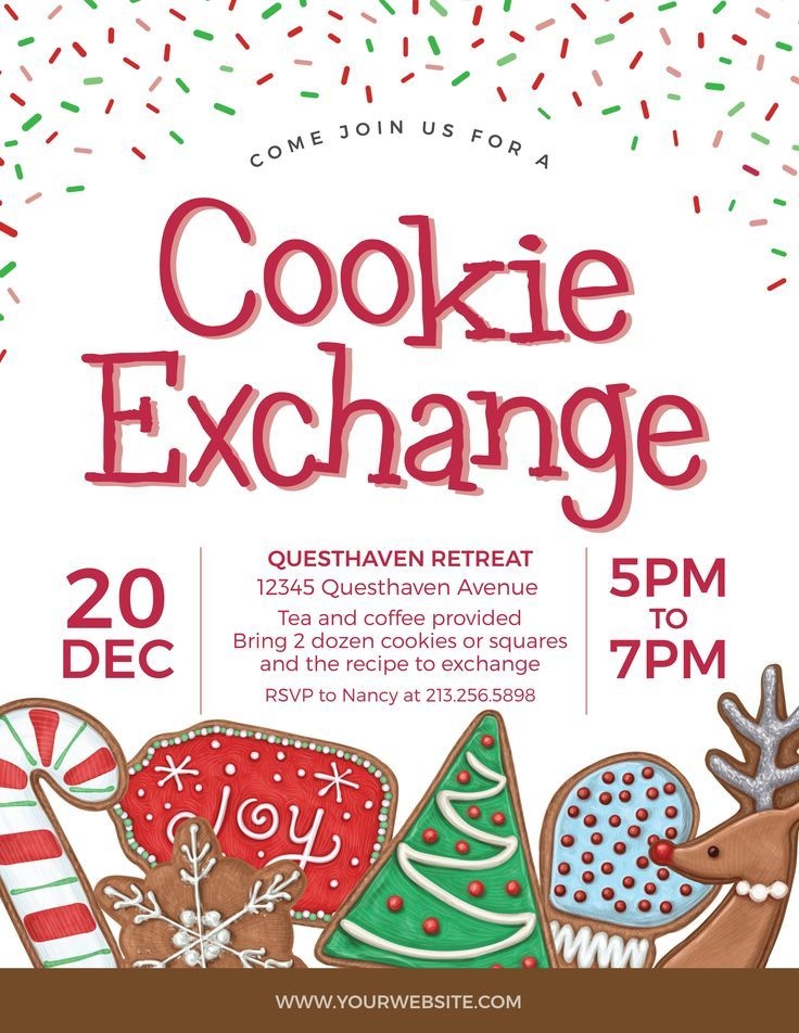 Cookie Exchange Template EDITABLE Holiday Cookie Exchange Flyer Event