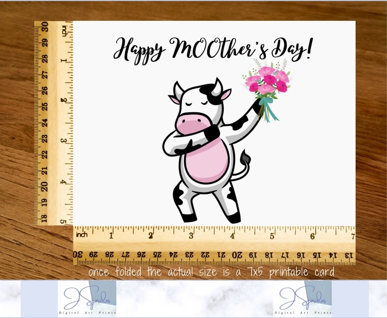 Cow Card Mother 39 s Day Printable Cow Card For Mom Mothers Day Card 