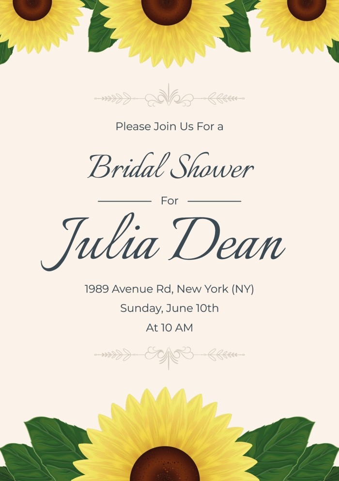 Customize And Get This Floral Sunflower Bridal Shower Invitation Template