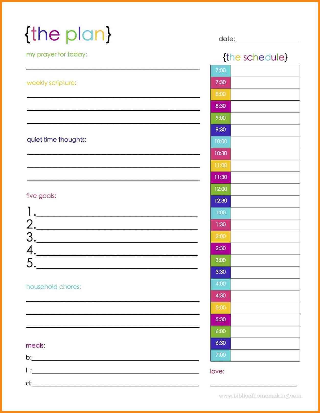 Day Planner Free Printable