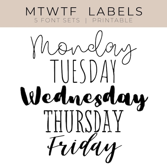 Days Of The Week Labels Free Printable