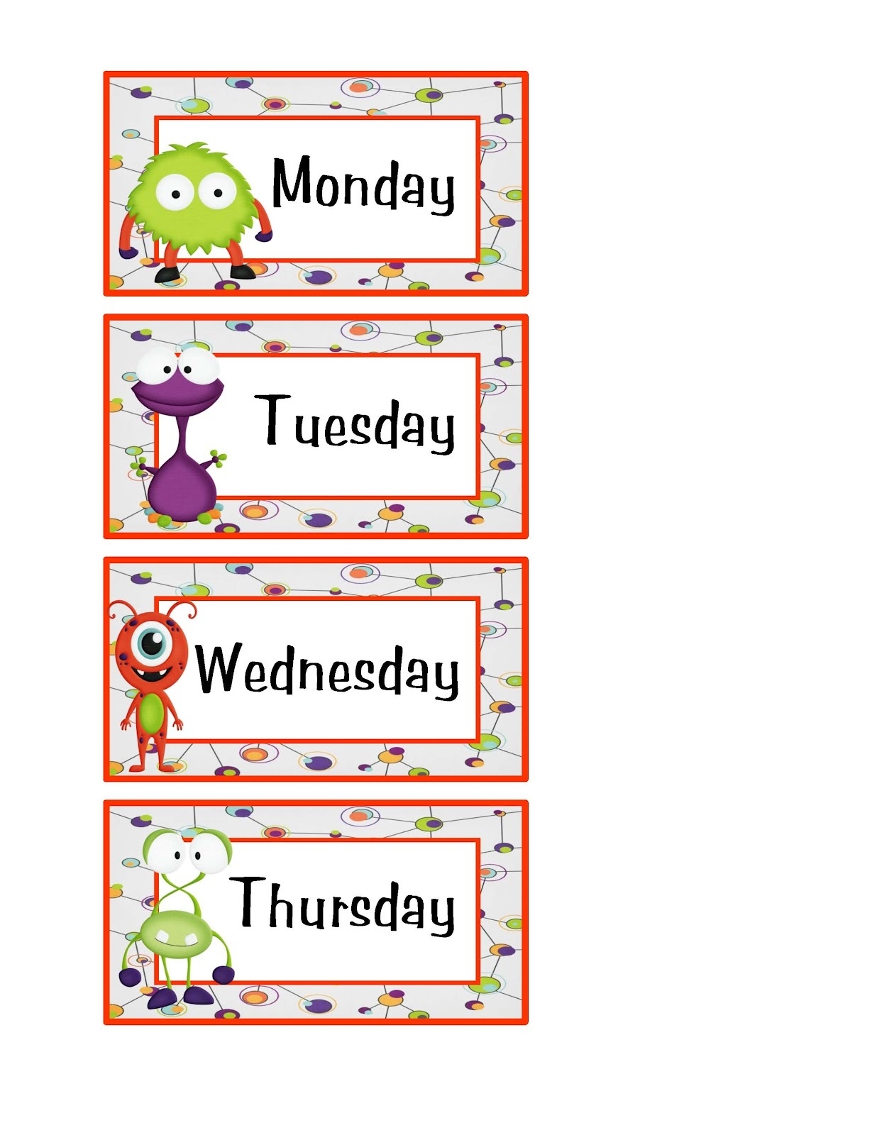 Days Of The Week Labels Free Printable