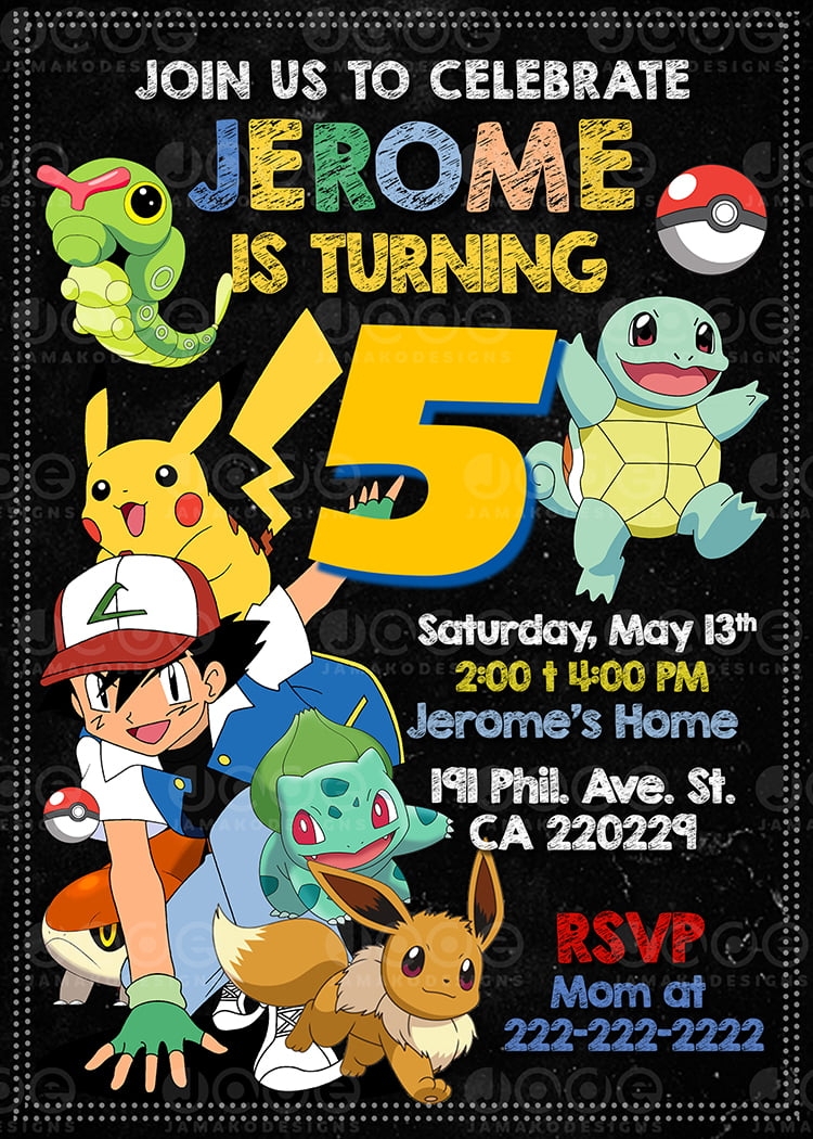 Digital Pokemon Birthday Invitation Template