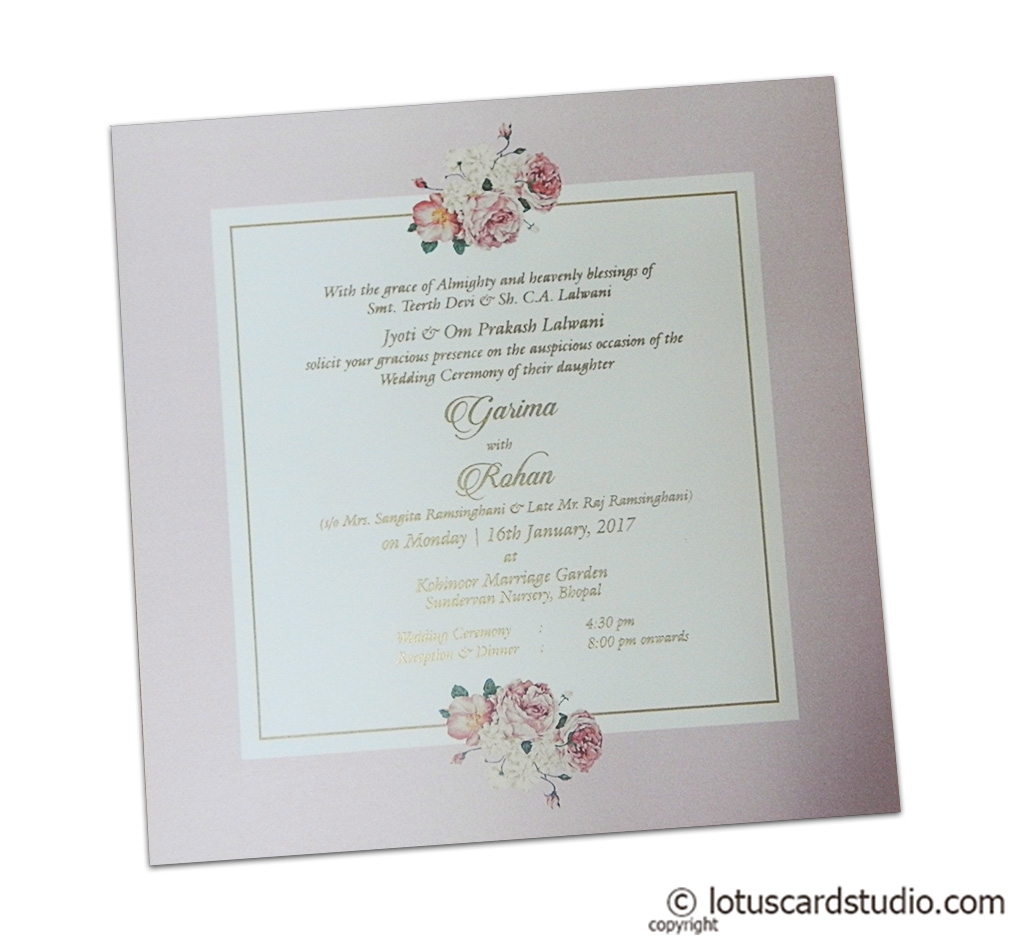 Digital Print Floral Design Wedding Invitation Lotus Card Studio