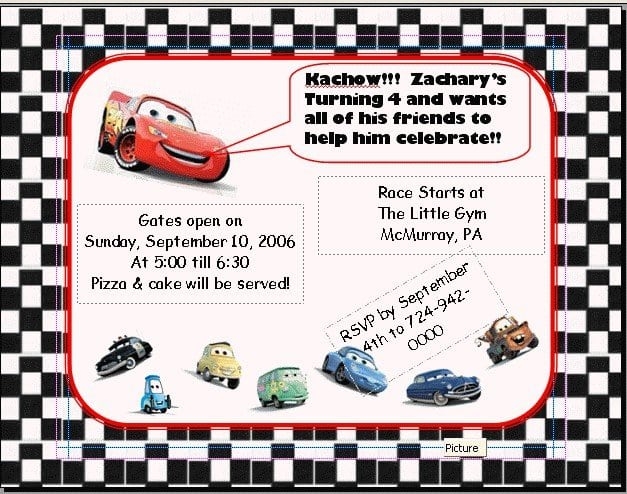 Disney Cars Invitations Templates Free