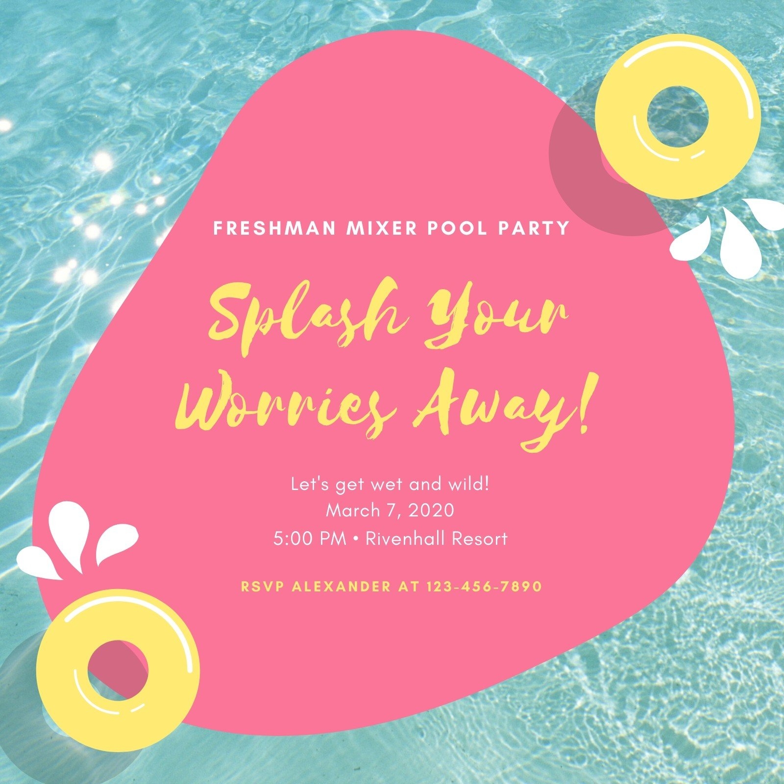 Downloadable Free Printable Birthday Pool Party Invitations Templates 