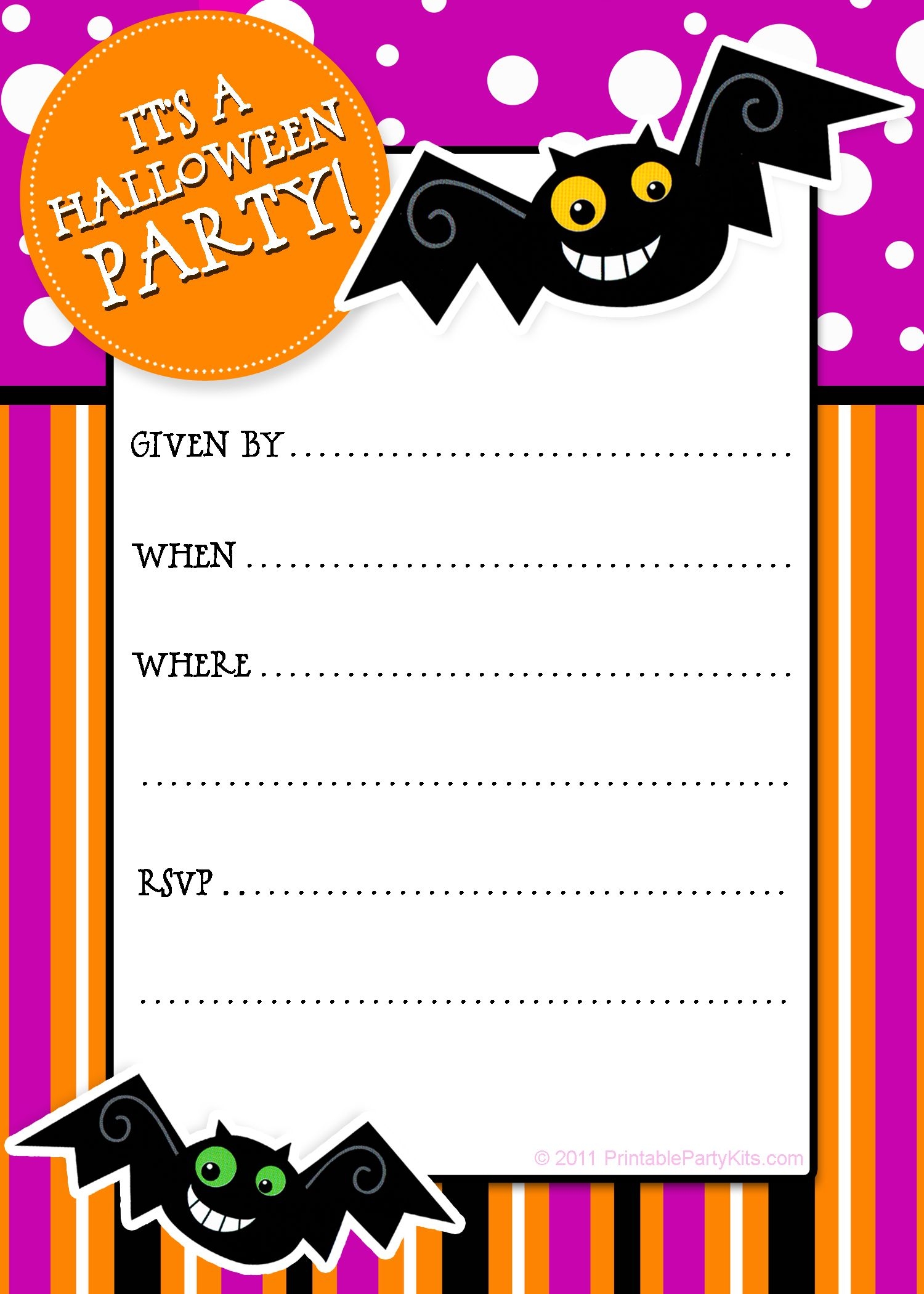 Downloadable Free Printable Halloween Party Invitations