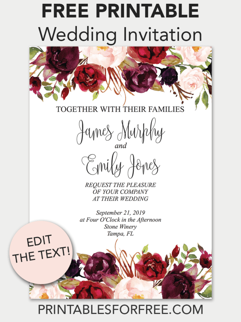 Downloadable Wedding Invitations