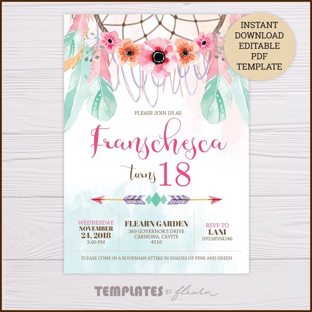 Editable 18th Birthday Invitations Templates Free Invitations 