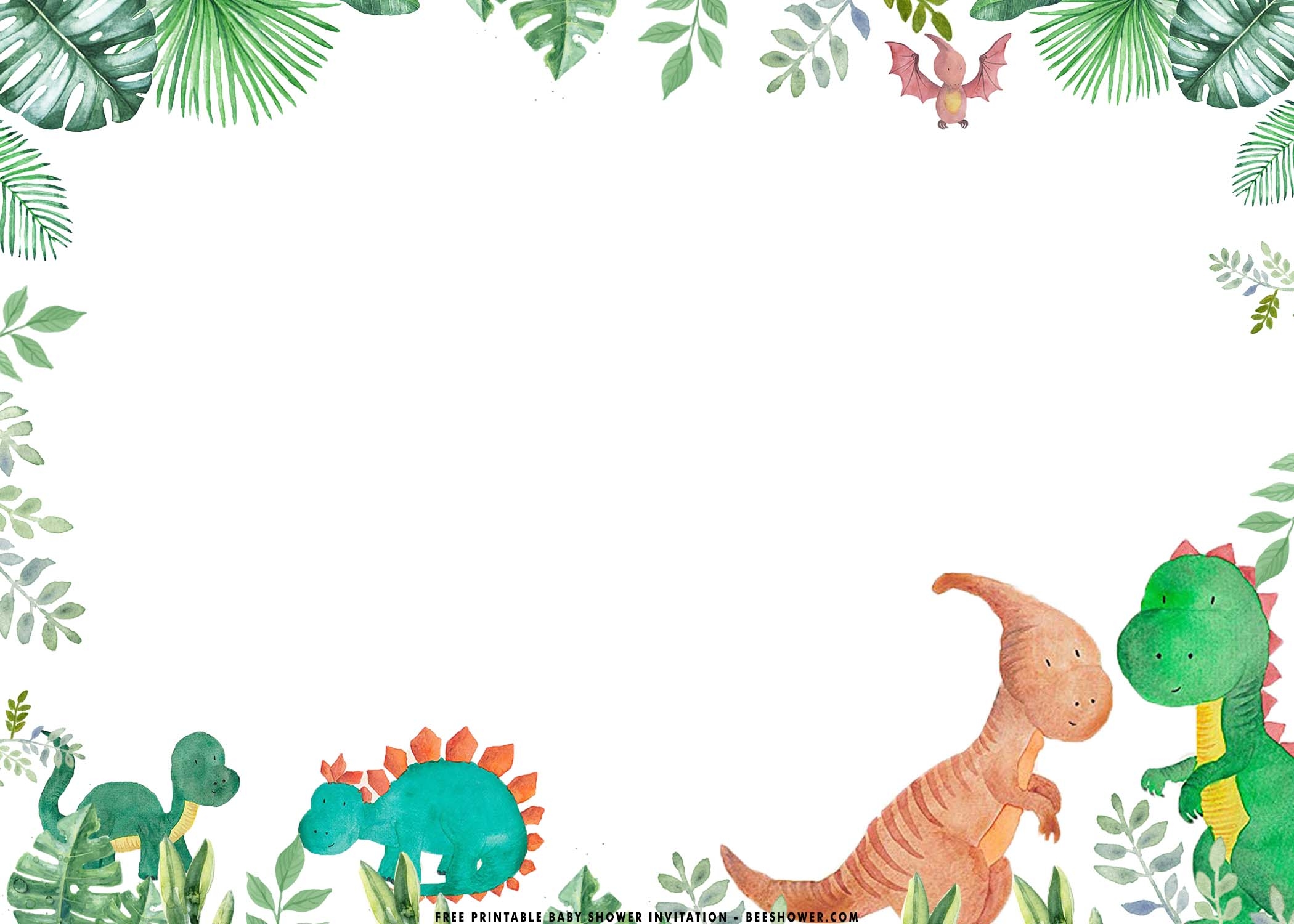 Editable Blank Dinosaur Invitation Template Free