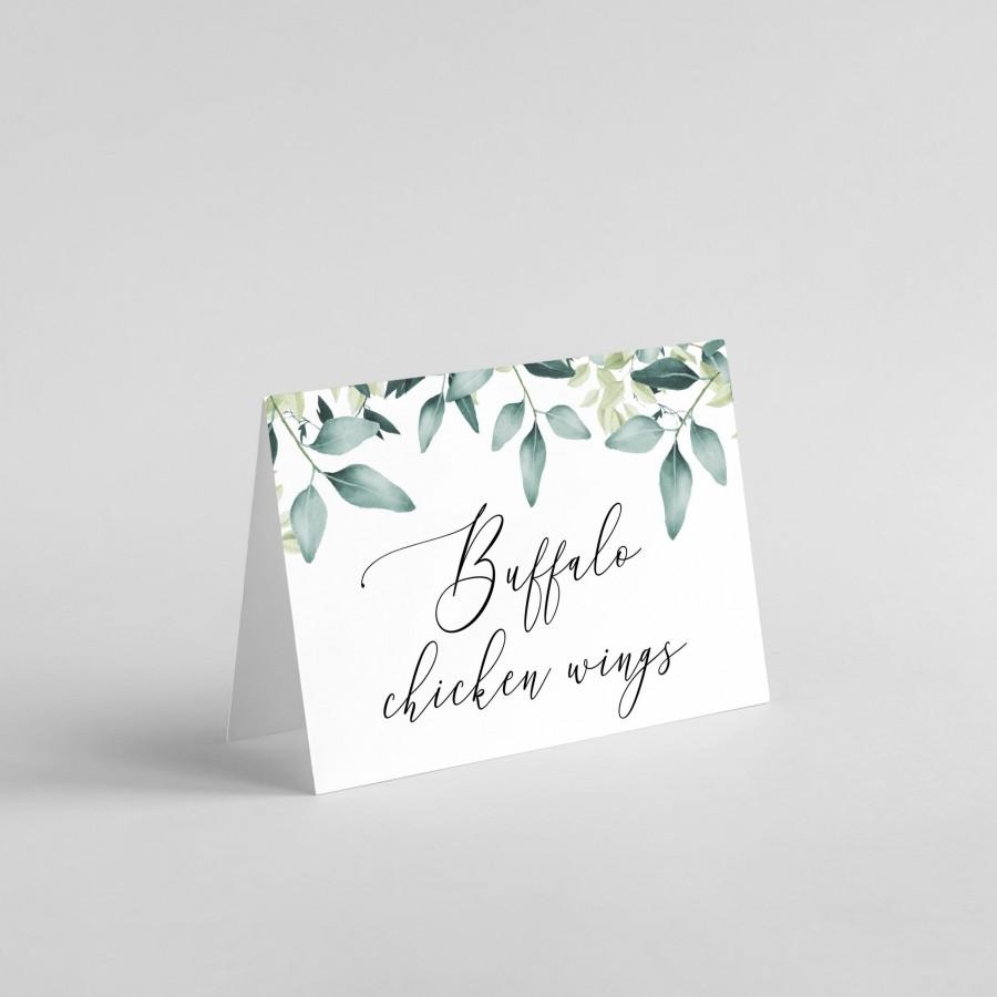 Editable Buffet Card Template Printable Food Label Eucalyptus Buffet 