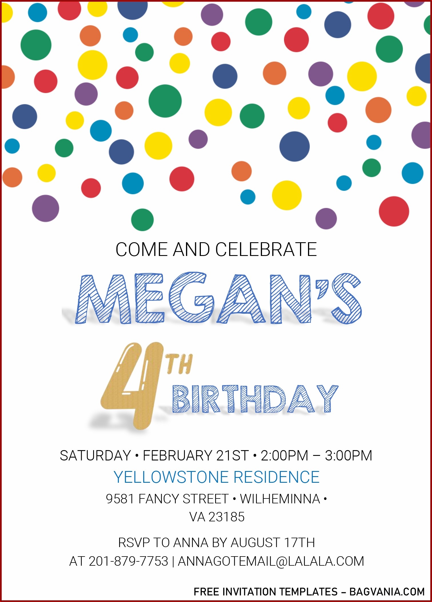 Editable Rainbow Birthday Invitations Templates Free Template 1 