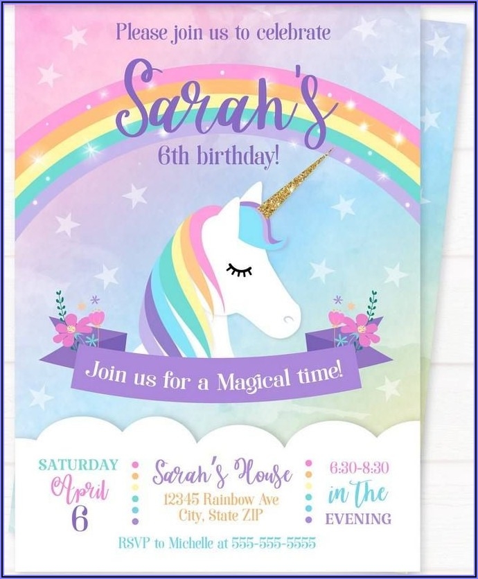 Editable Rainbow Birthday Invitations Templates Free Template 1 