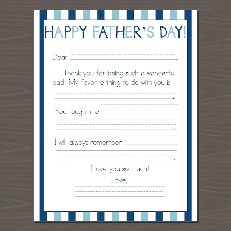 Father 39 s Day Fill In The Blank Free Printable