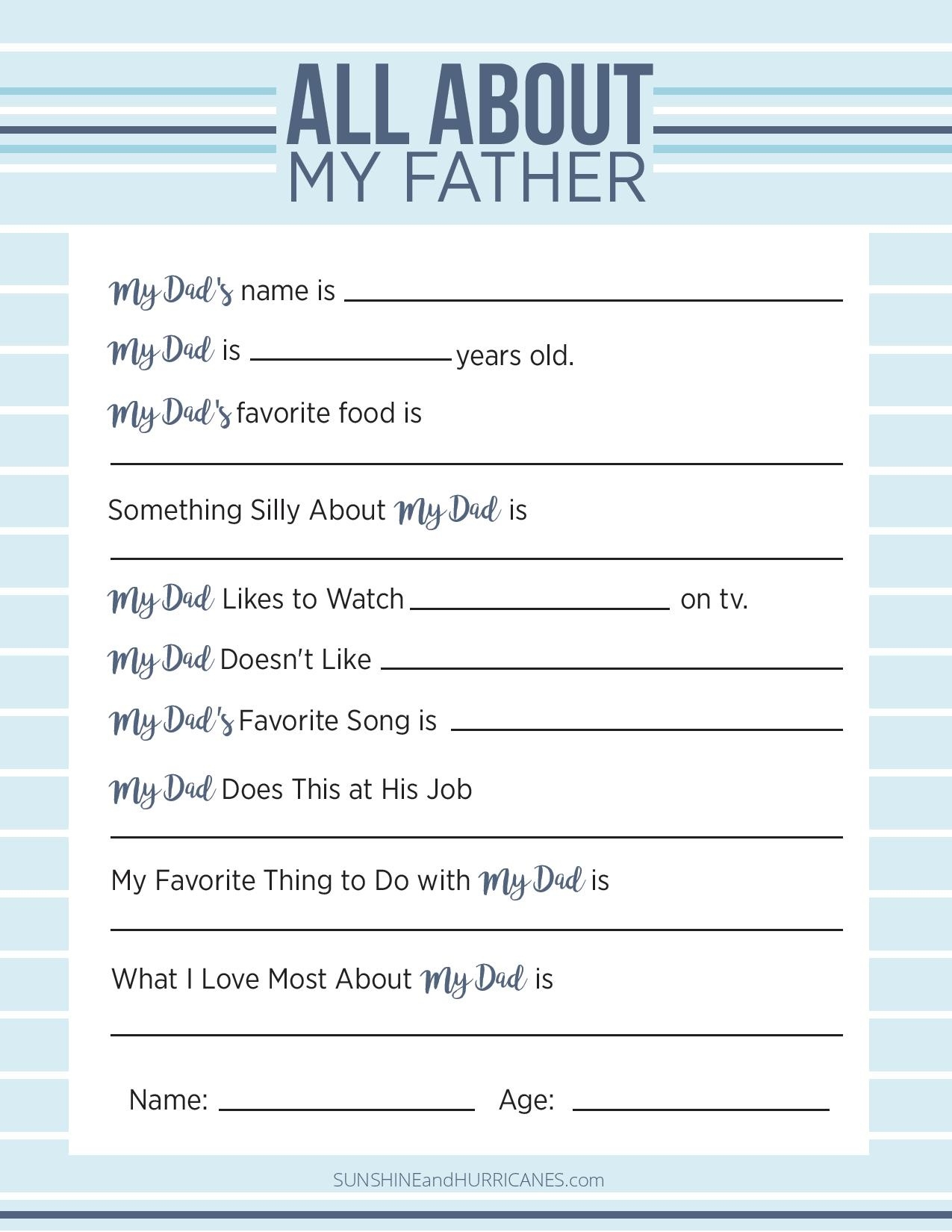 Father 39 s Day Printable Round Up Free Printable Dad Questionnaire 
