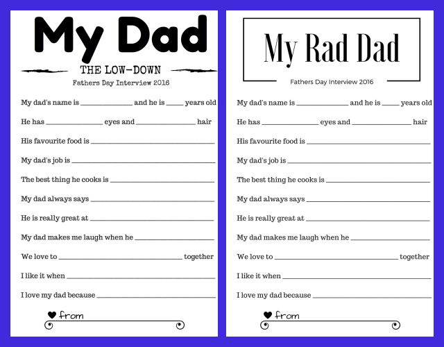 Father 39 s Day Questionnaire Free Printable