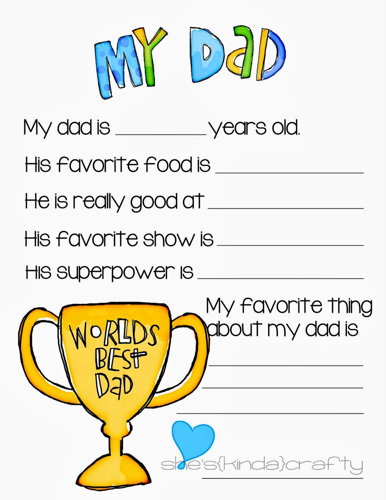 Father 39 s Day Questions Free Printable