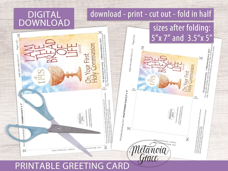 First Communion Card Printable First Holy Communion Christian Note 