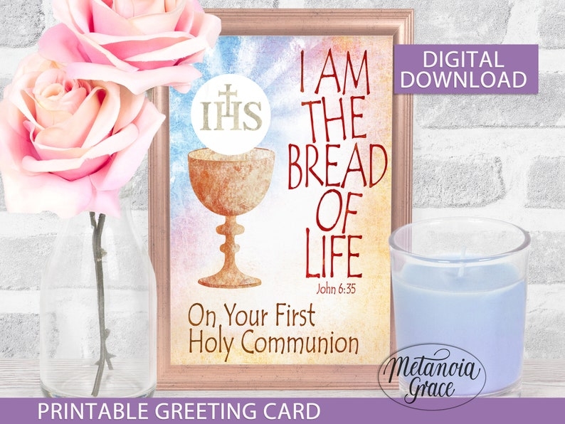 First Communion Card Printable First Holy Communion Christian Note 