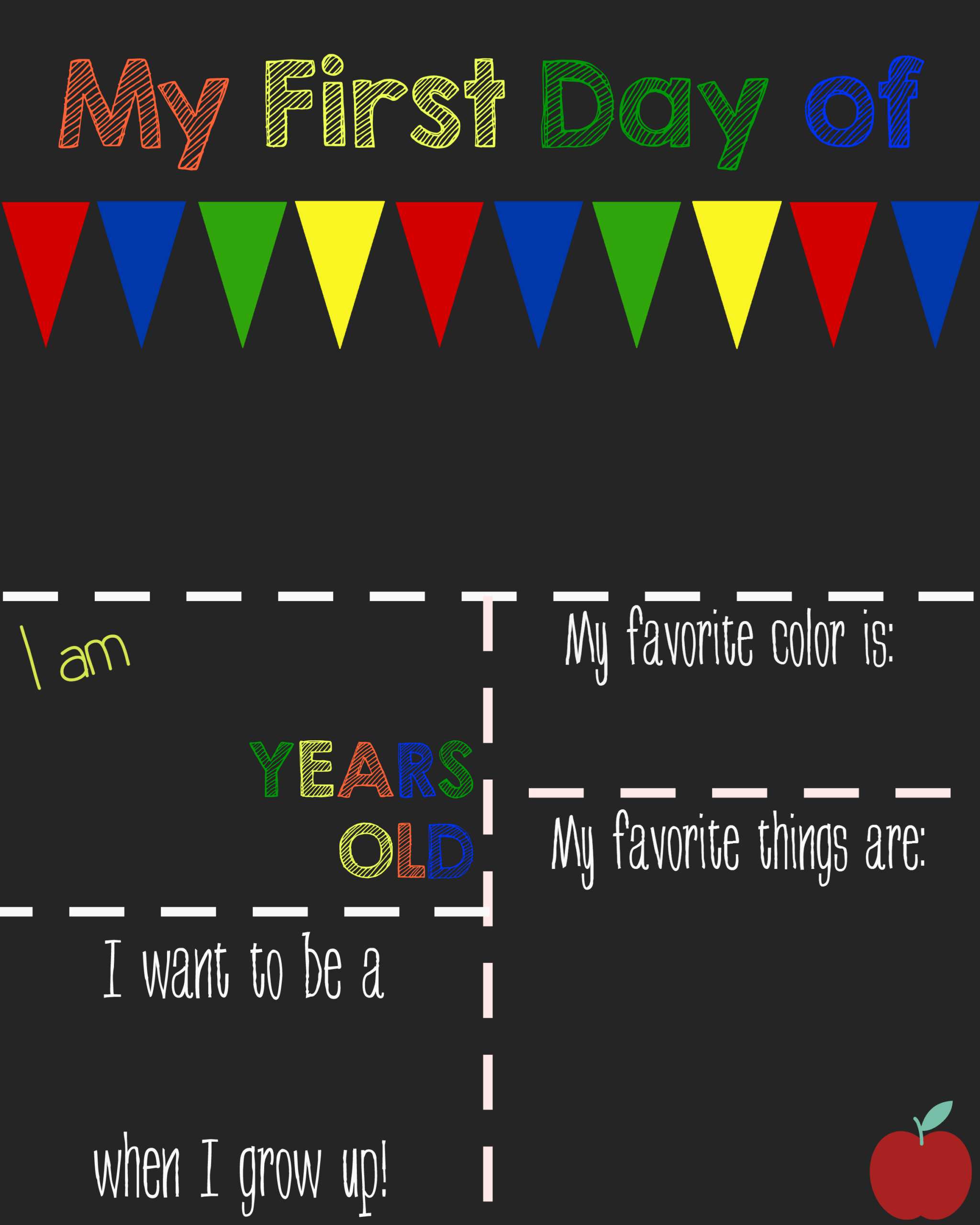 First Day Of Kindergarten Printable Sign Printable Sight Words List