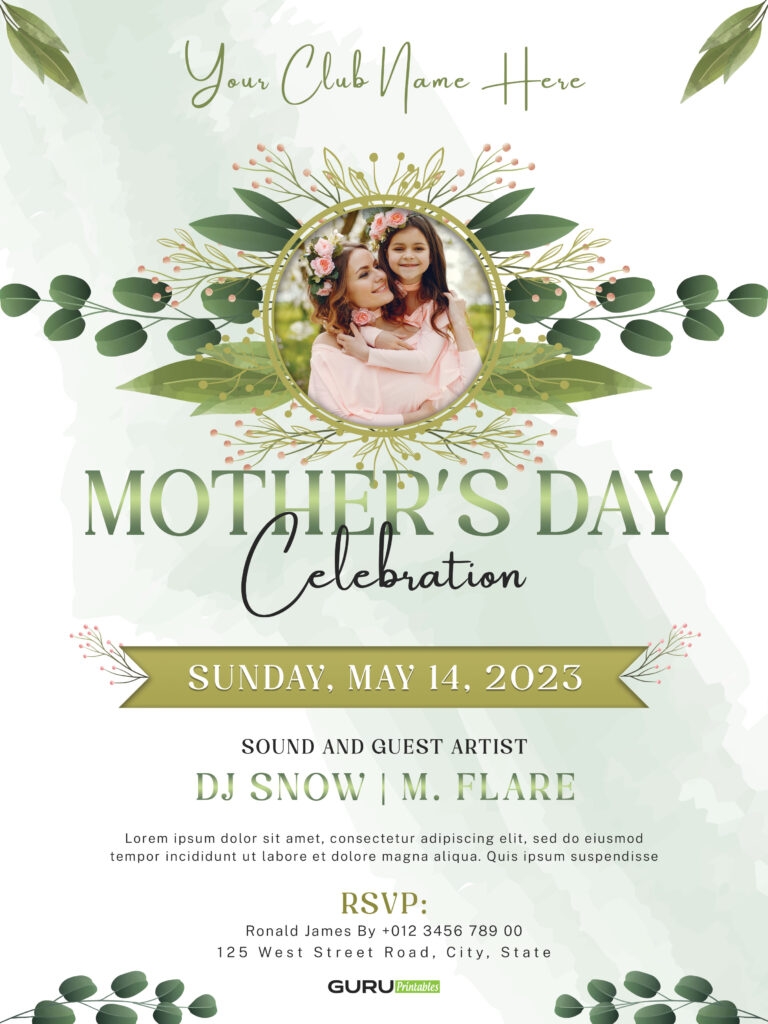 Floral Mother 39 s Day Flyer Design Guru Printables