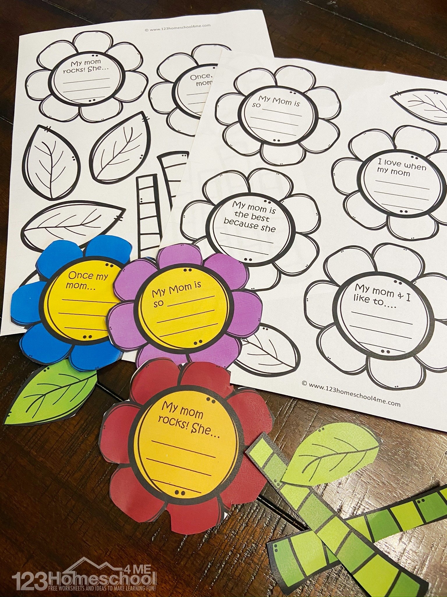  Flower Bouquet FREE Printable Mothers Day Craft For Kids