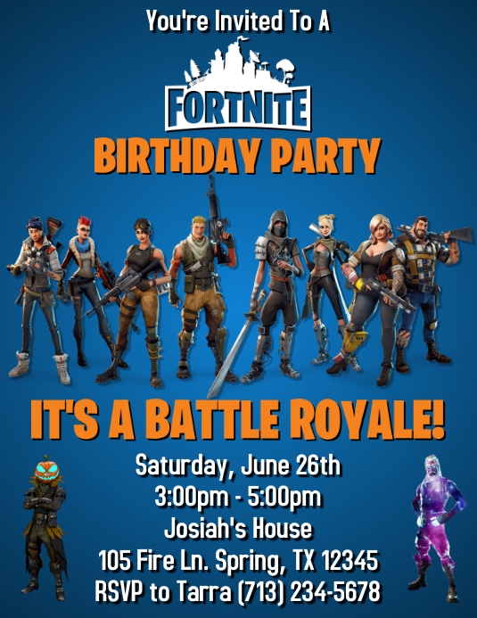 Fortnite Birthday Invitations Templates