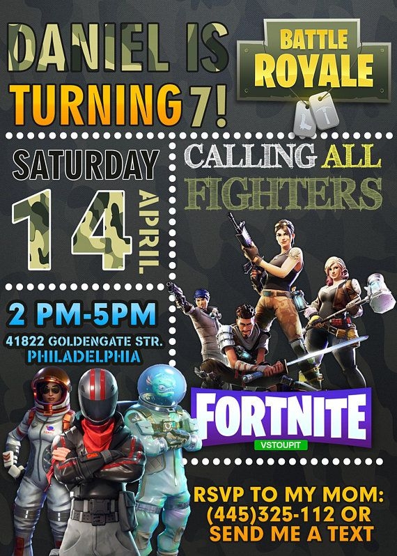 Fortnite Birthday Invitations Templates