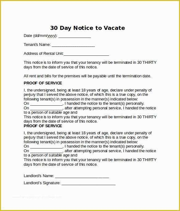 Free 30 Day Notice To Vacate California Template Of Sample Notice To 
