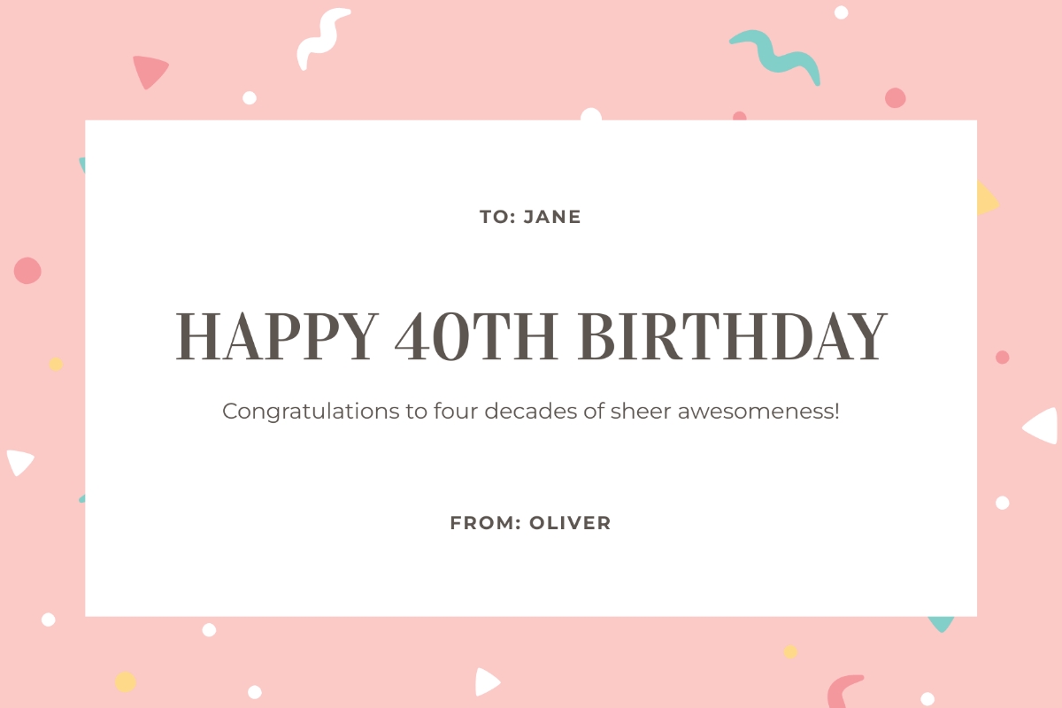 FREE 40th Birthday Card Templates Examples Edit Online Download 
