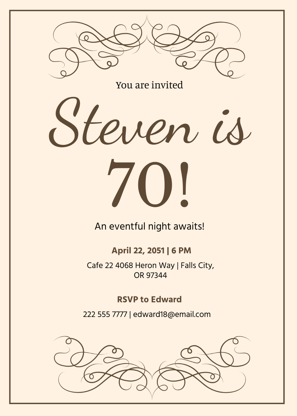 Free 70Th Birthday Invitation Templates Editable And Printable