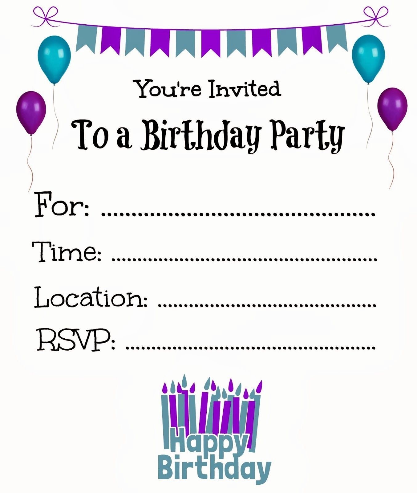 Free Birthday Party Invitation Templates Lovely Free Printa Birthday 