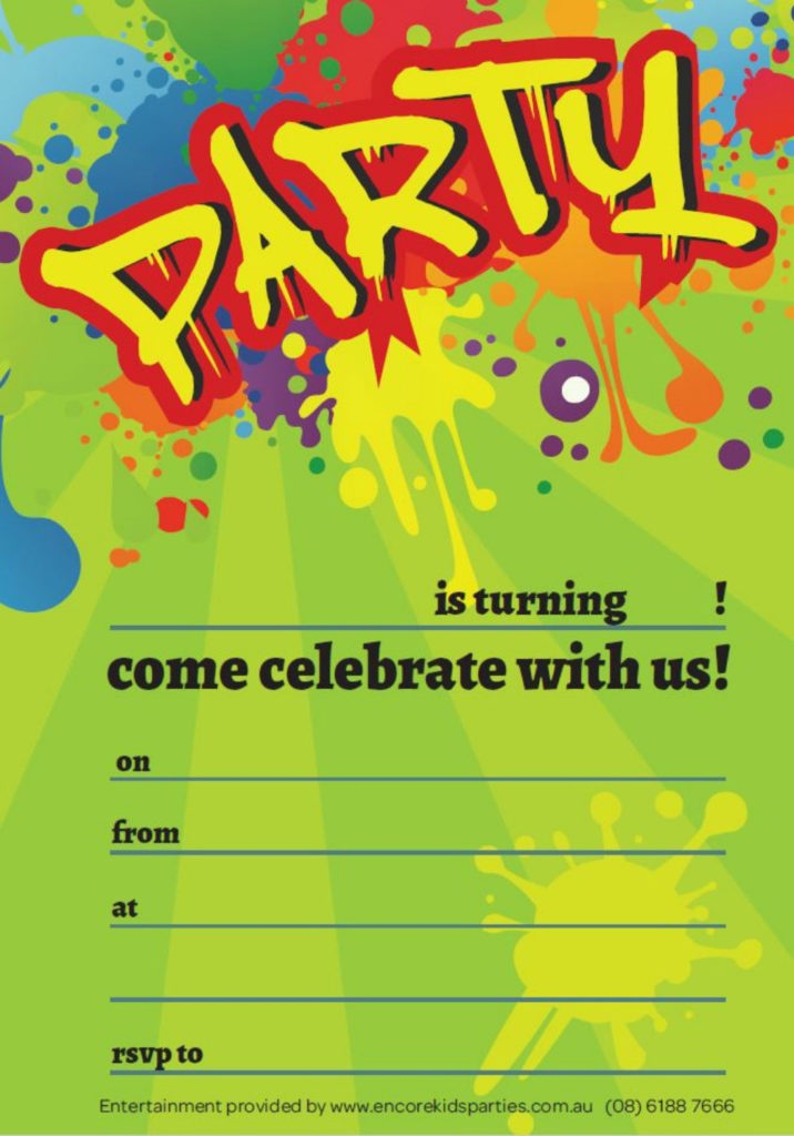 FREE Boy Party Invitations Encore Kids Parties Birthday Invitations 