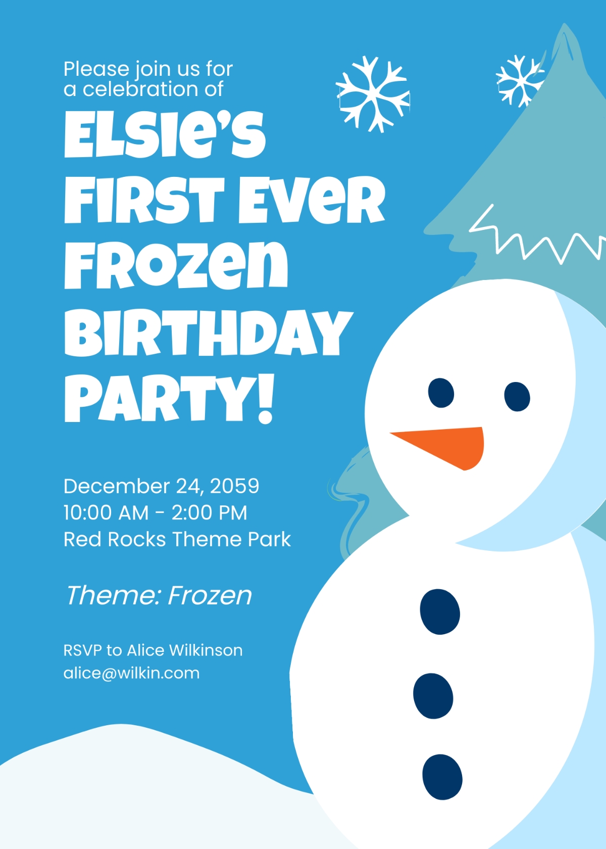 Free Digital Frozen Birthday Invitation Template To Edit Online