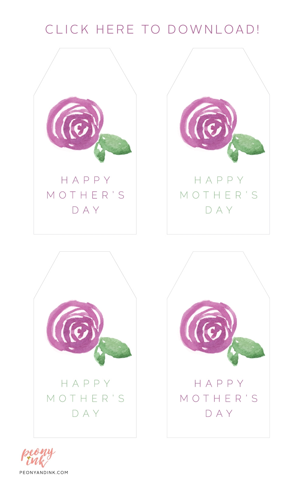 Free Download Printable Mother 39 s Day Gift Tags Peony Ink