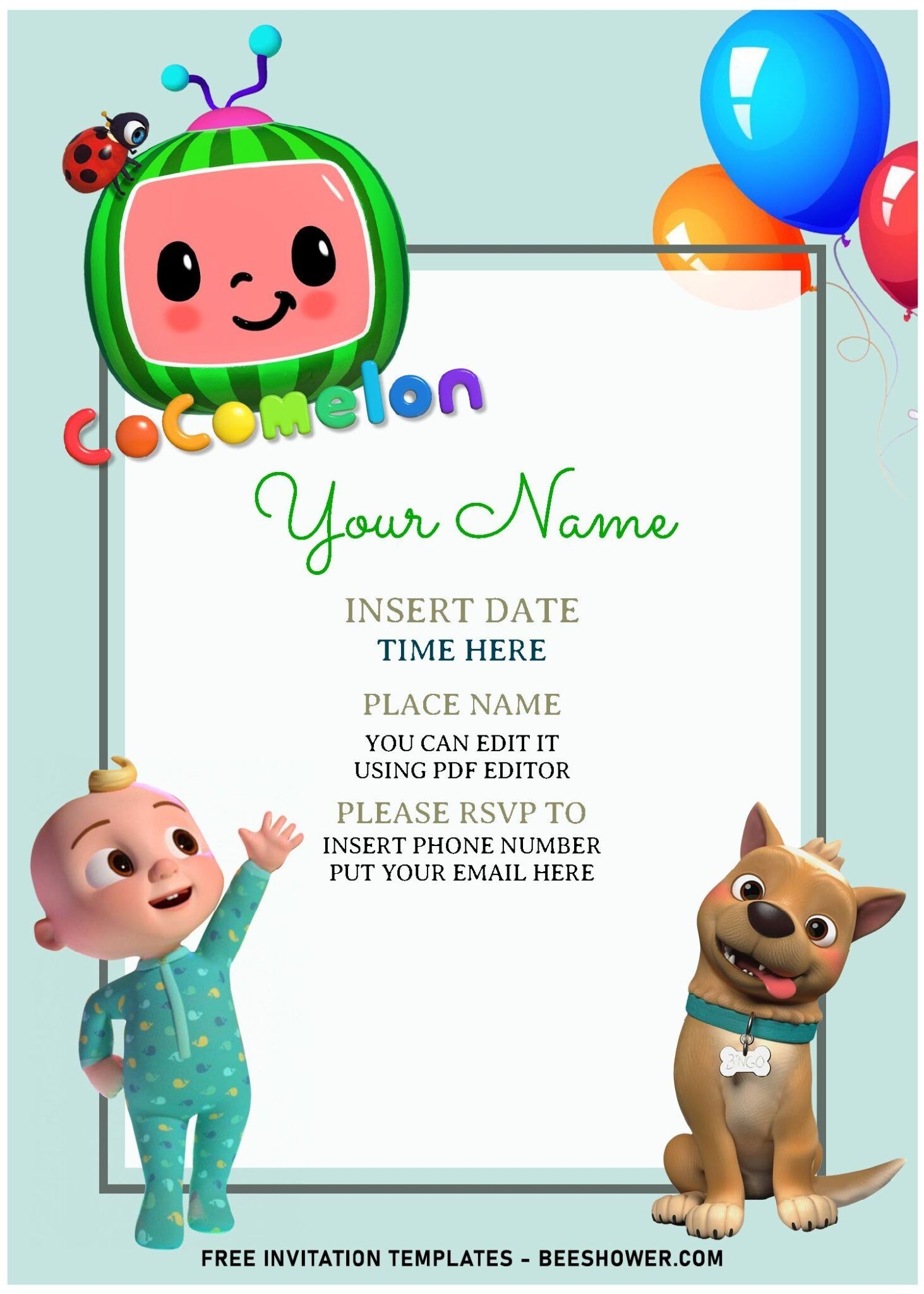  Free Editable PDF Simply Cute Cocomelon Birthday Invitation Templates 