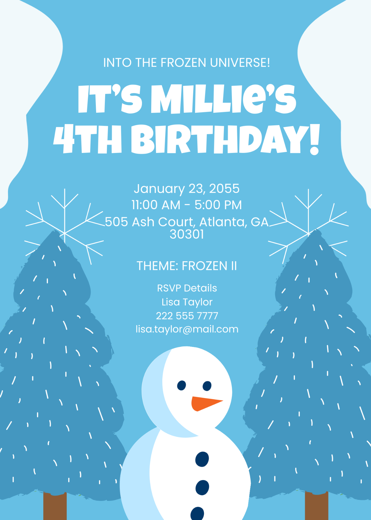Free Elegant Frozen Birthday Invitation Template To Edit Online