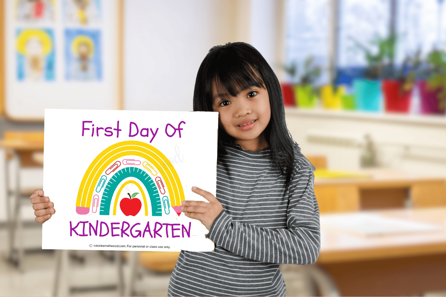 FREE First Day Of Kindergarten Printable Signs Cassie Smallwood