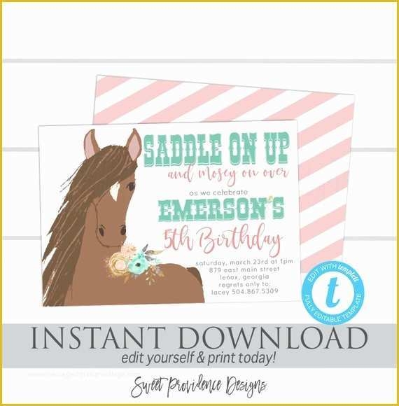 Free Horse Invitation Template Of Horse Birthday Invitation Western 