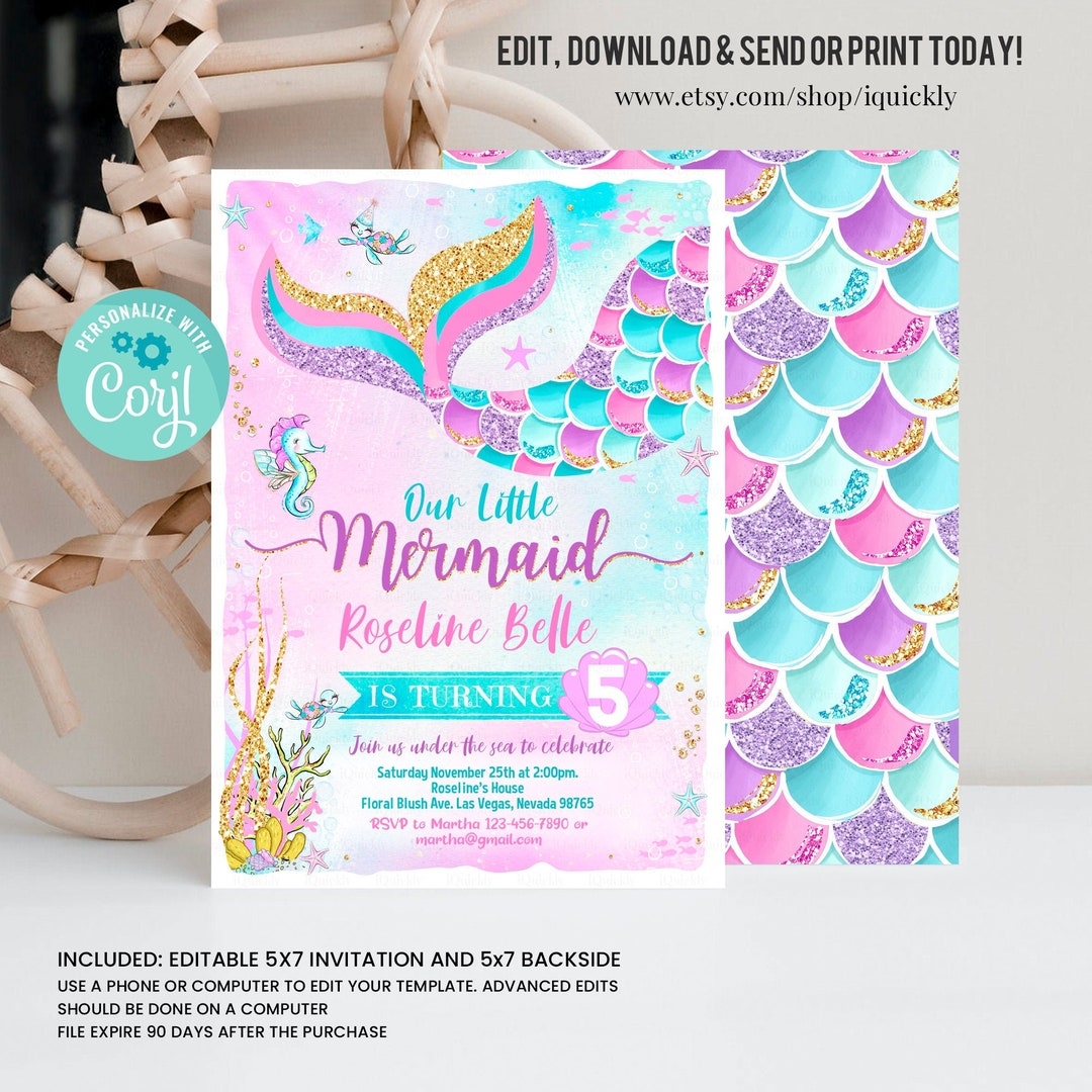 Free Mermaid Invitation Templates Printable Download Free Mermaid