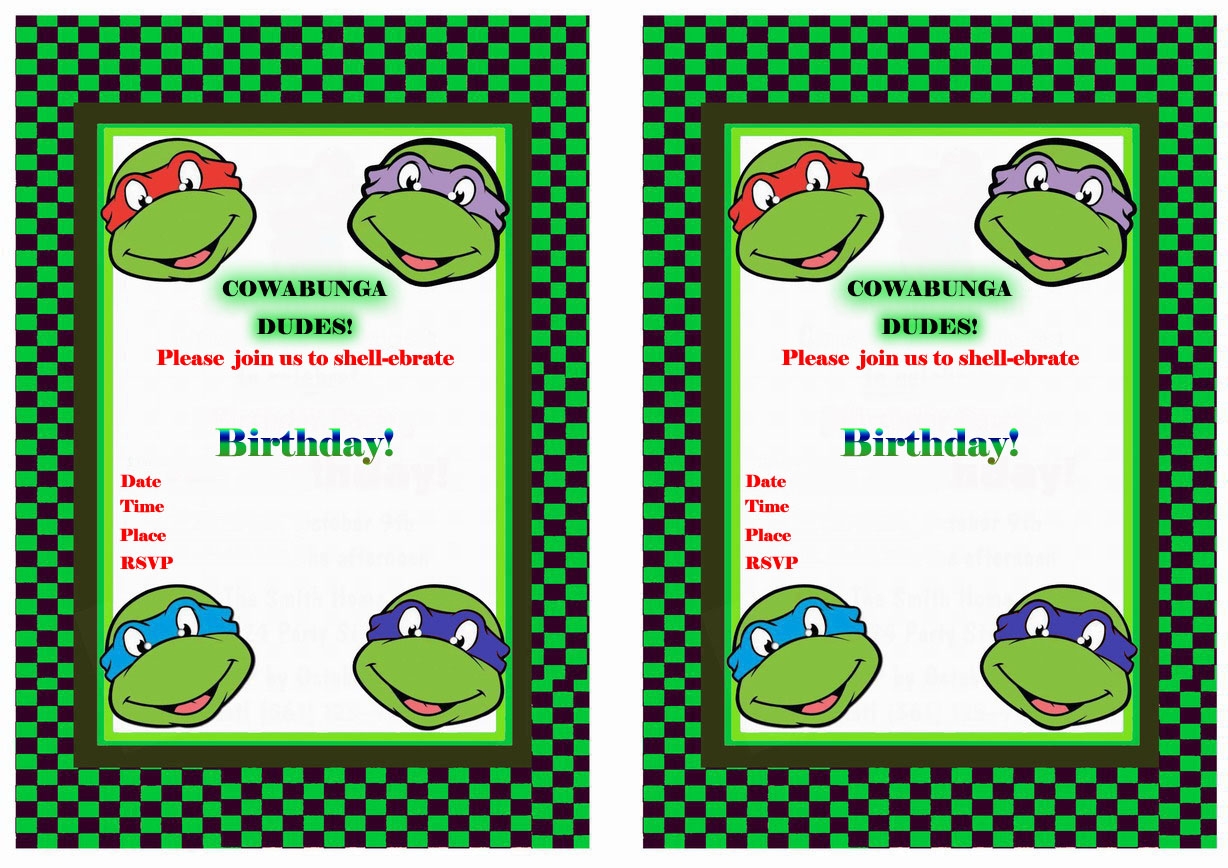 Free Ninja Turtle Printable Invitations Free Templates Printable
