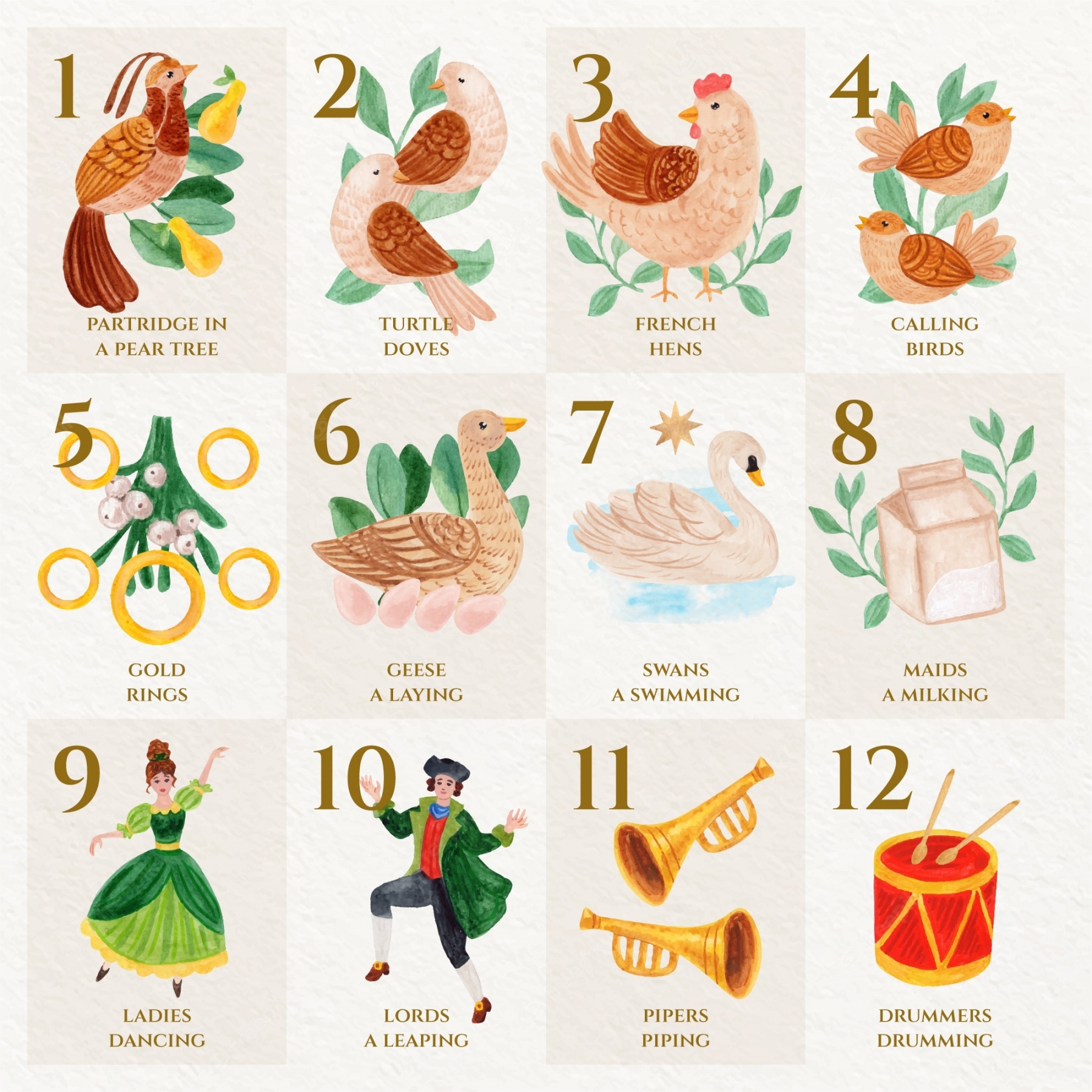 Free Printable 12 Days Of Christmas Clipart FREE Printable HQ