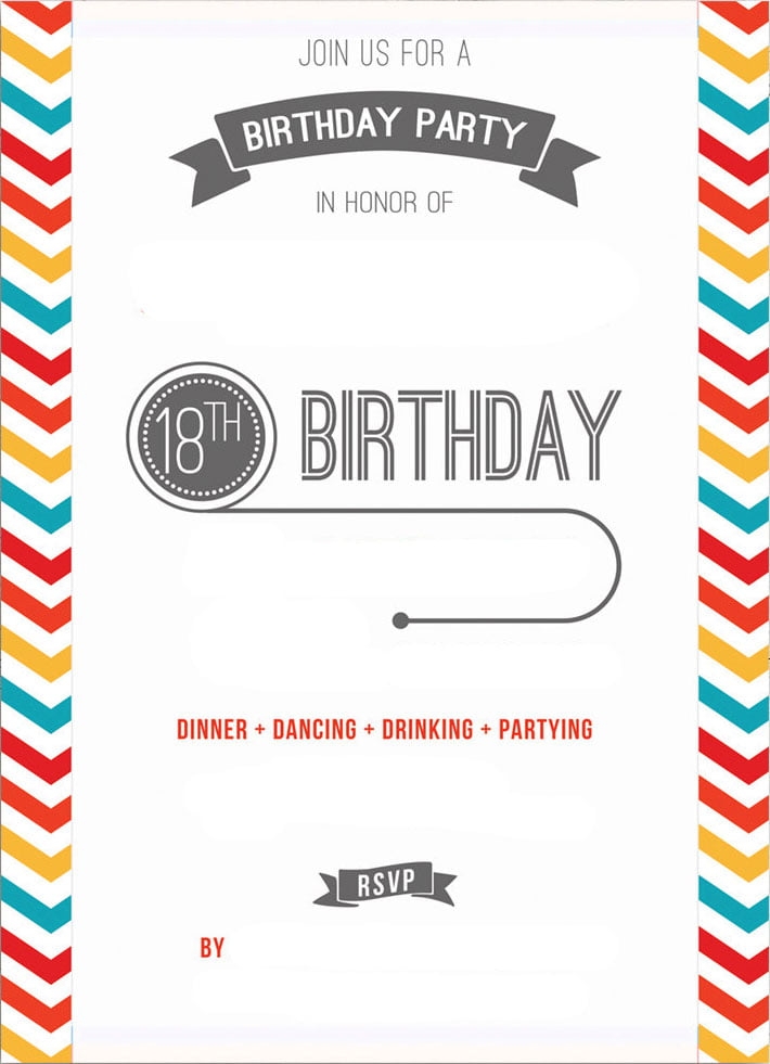 Free Printable 18th Birthday Invitation Template Download Hundreds 