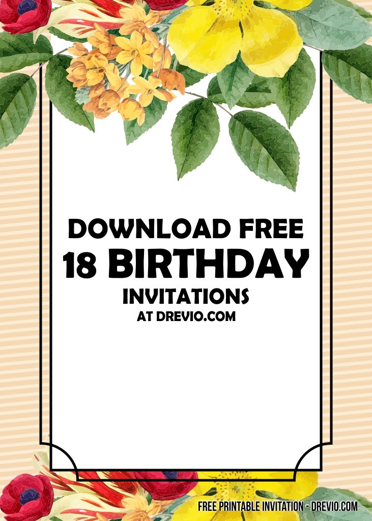 FREE Printable 18th Birthday Invitation Templates DREVIO