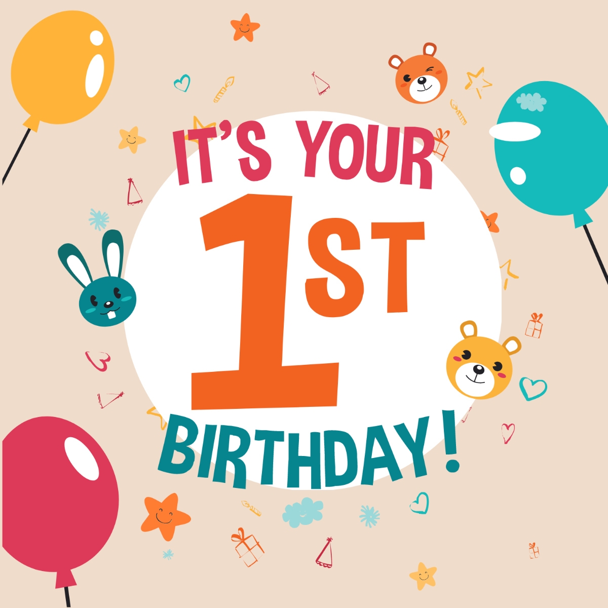 Free Printable 1st Birthday Cards